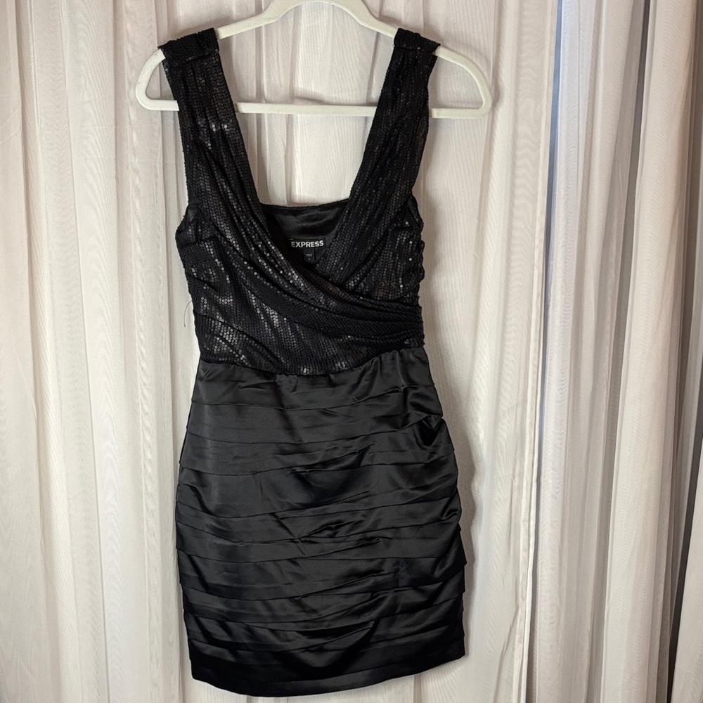 Express Black Shimmer Mini Dress